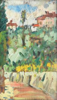 George Leslie Hunter - Path, with Hillside Village Painted circa 1922-1923