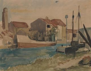 George Leslie Hunter - Puffer in harbour