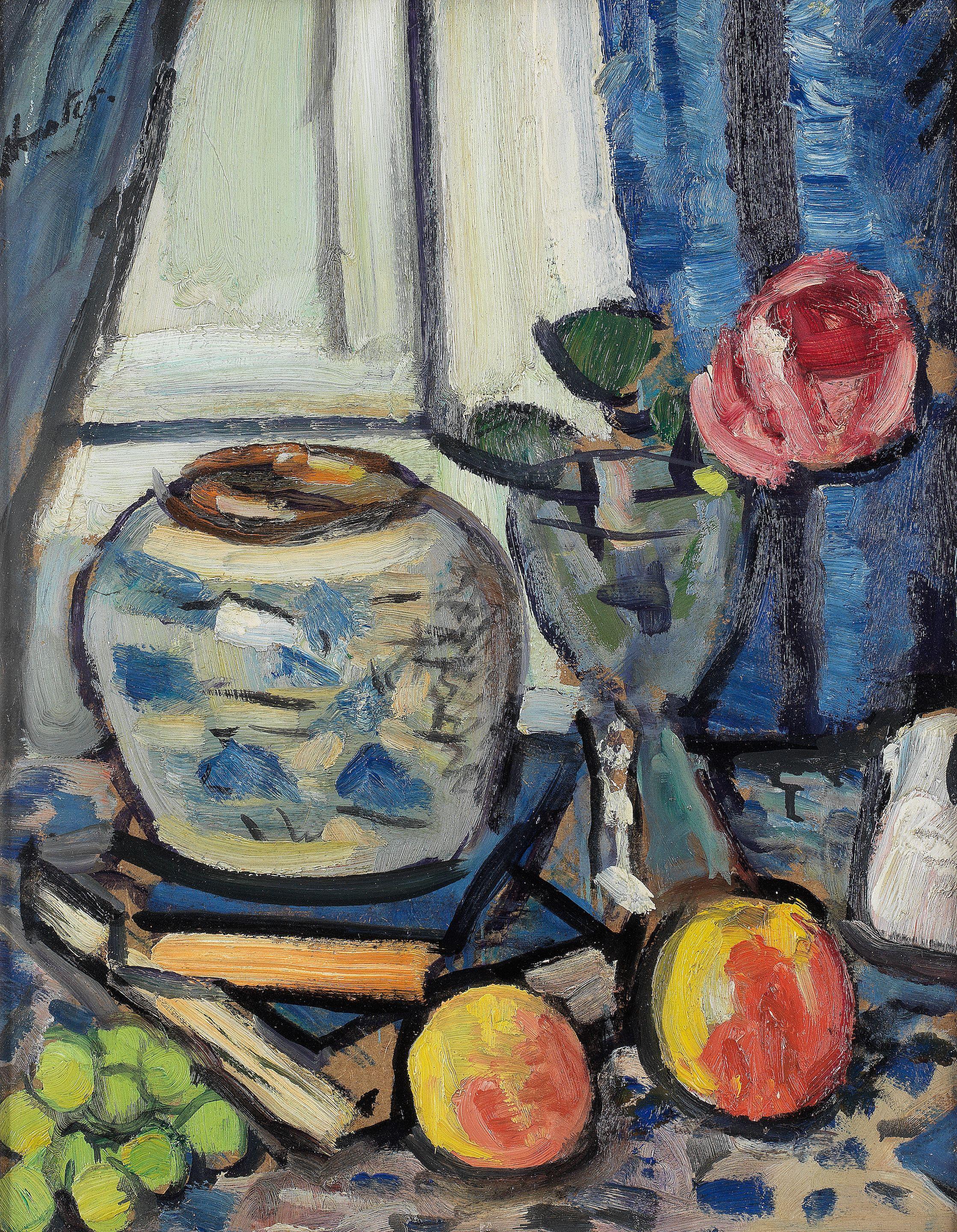 George Leslie Hunter - Still Life with Rose and Chinese Vase Painted circa 1925