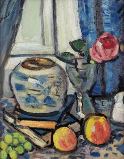 George Leslie Hunter - Still Life with Rose and Chinese Vase Painted circa 1925