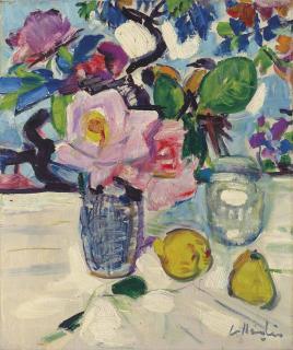 George Leslie Hunter - Still Life with Roses and Fruit