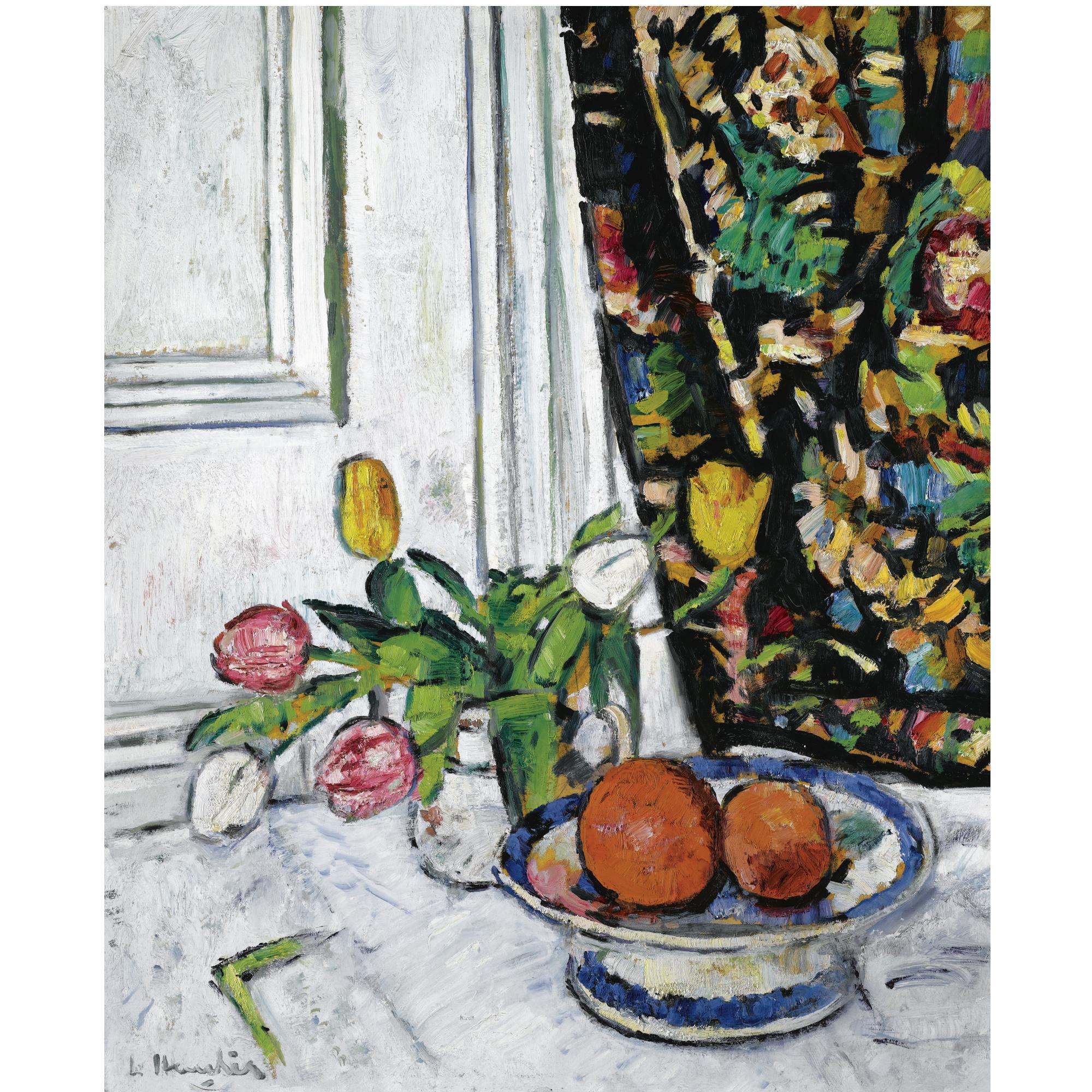 George Leslie Hunter - Still Life With Tulips And Oranges