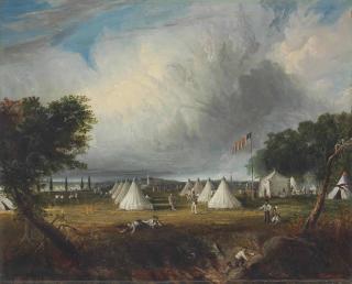 George Loring Brown - Military Troops at Camp