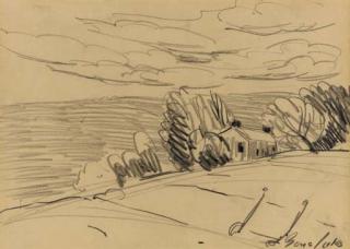 George Luks - Landscape with House