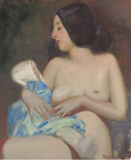 George Luks - Woman And Doll