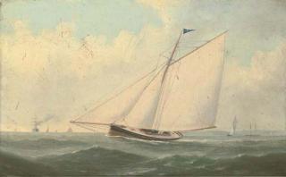 George Mears - A Racing Cutter of The Royal Thames Yacht Club On An Upwind Leg (Illustrated);  And On A Downwind Leg