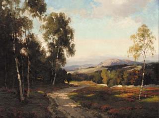 George Melvin Rennie - A sunlit Aberdeenshire landscape