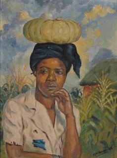 George Milwa Mnyaluza Pemba - Portrait of a woman carrying a gourd