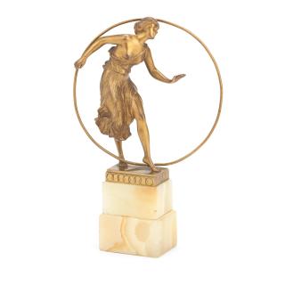 George Morin - A Miniature Bronze Figure Of \'The Hoop Dancer\'