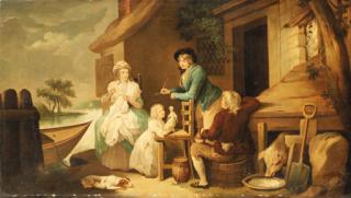 George Morland - A family gathered outside a farmhouse