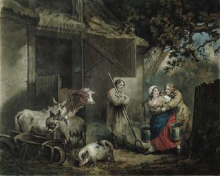 George Morland - Courting the milkmaid