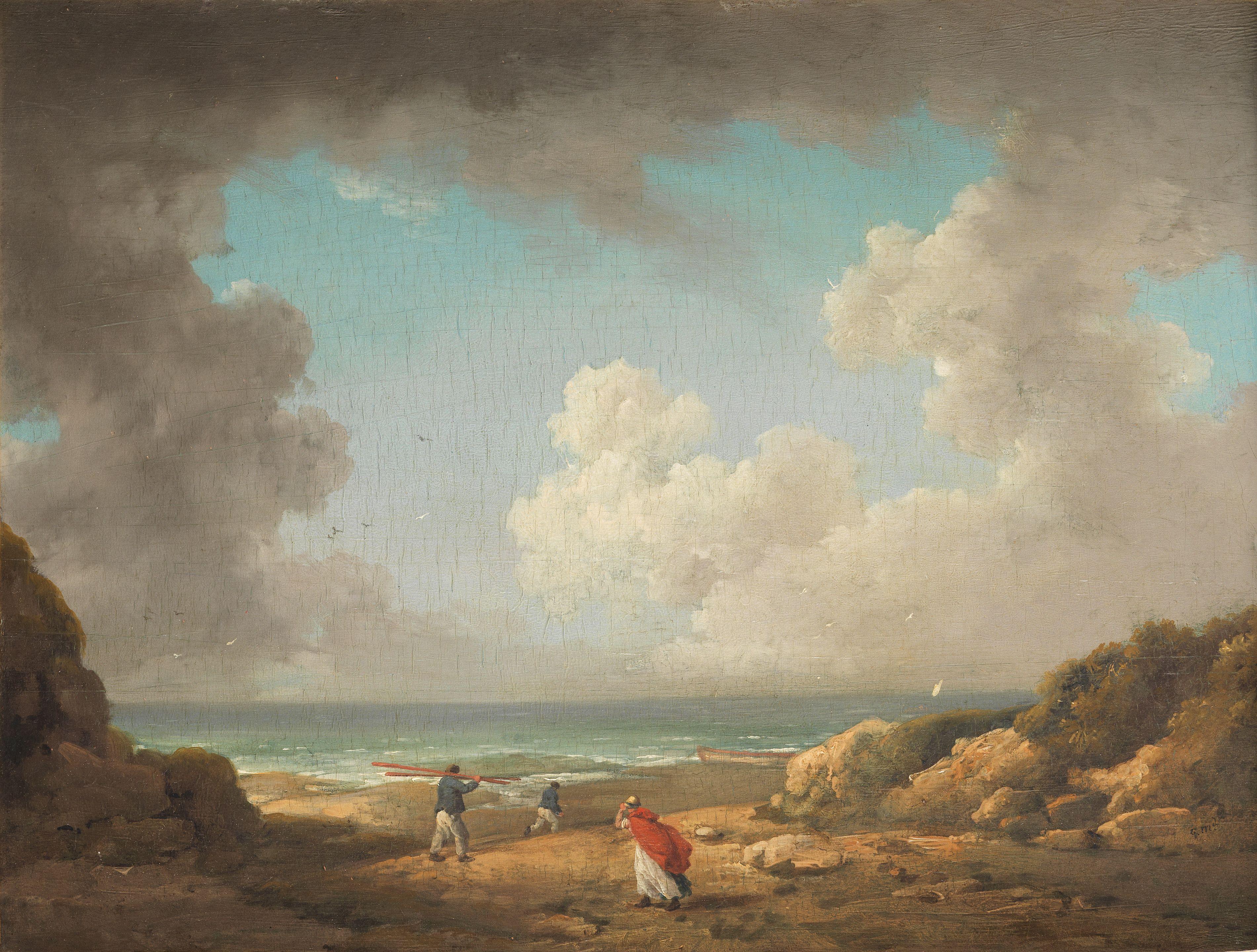 George Morland - Figures On A Beach, Possibly On The Isle Of Wight