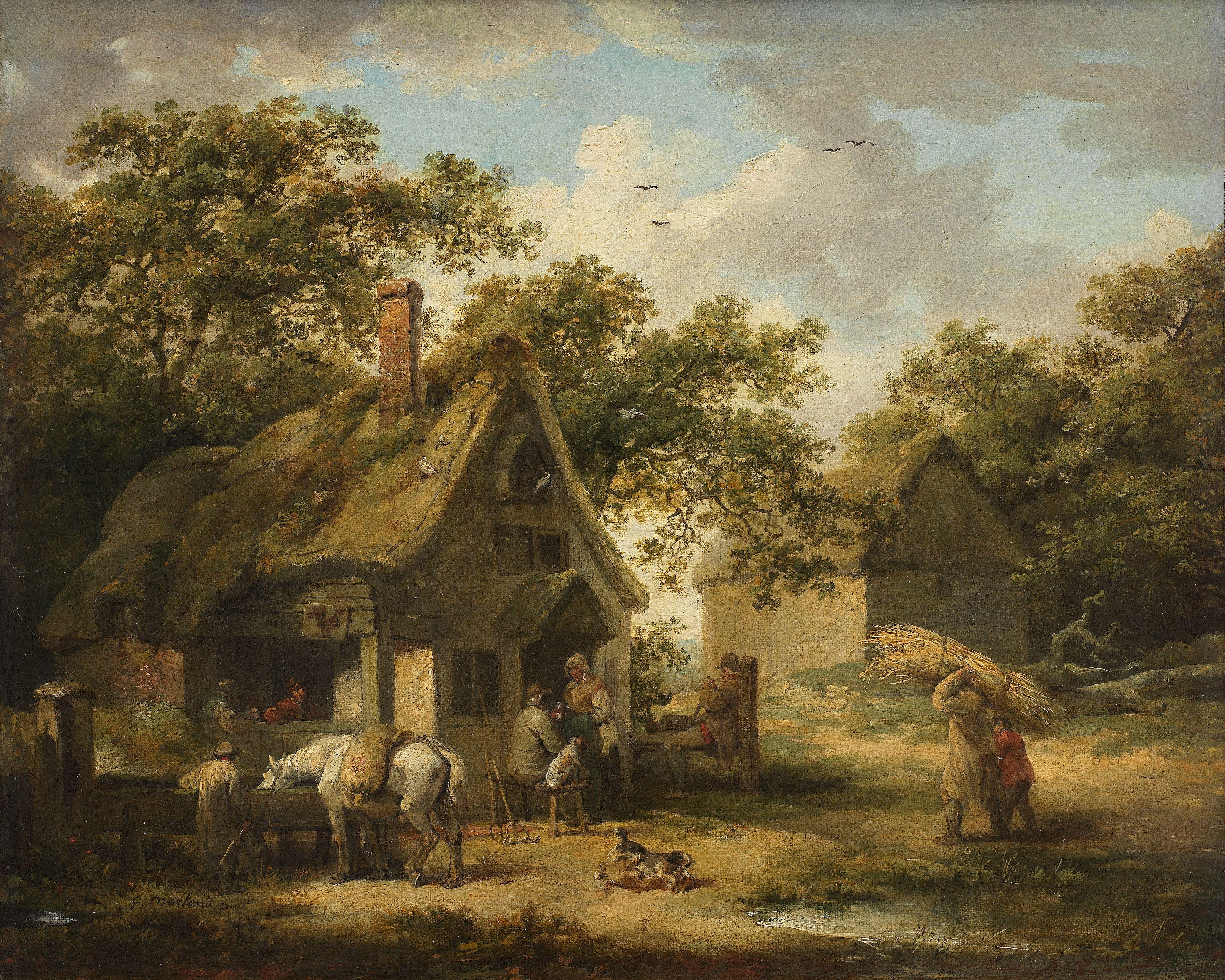 George Morland - Figures outside an inn