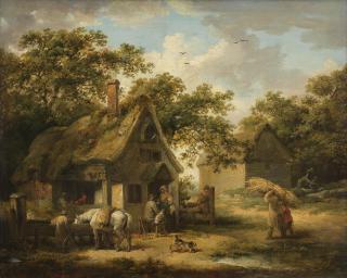 George Morland - Figures outside an inn