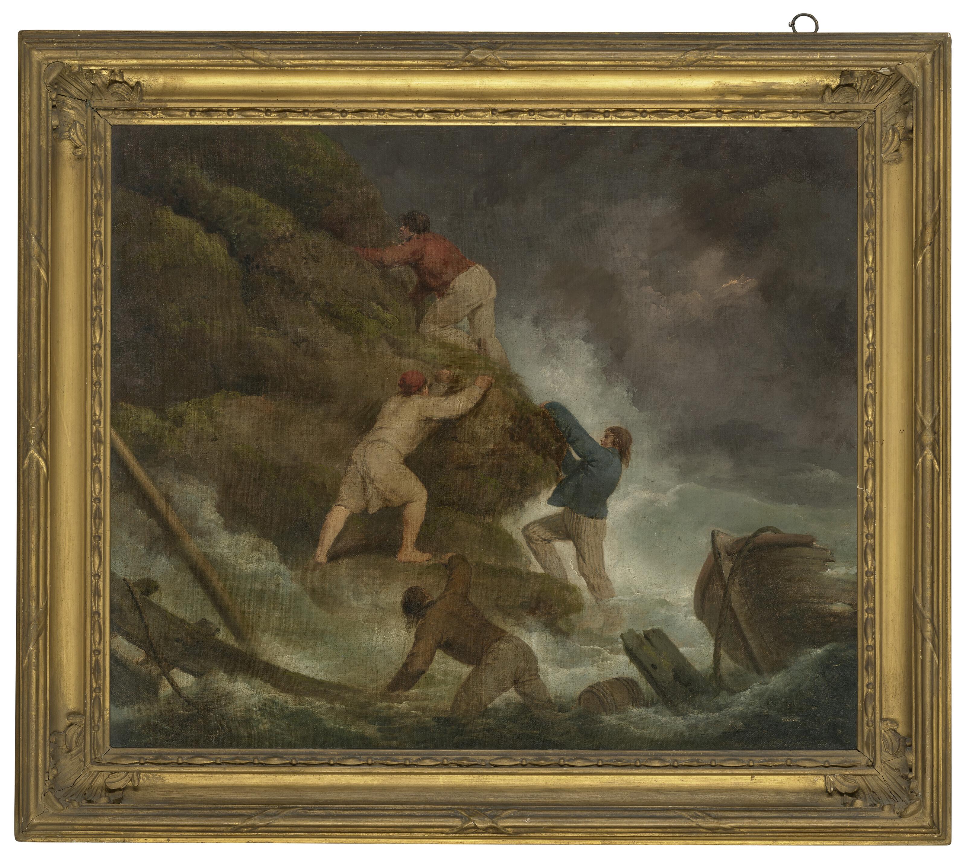 George Morland - Shipwrecked sailors on the cliffs