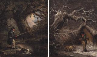 George Morland - The Village Labourer\'s Sports: Fishing; and Shooting