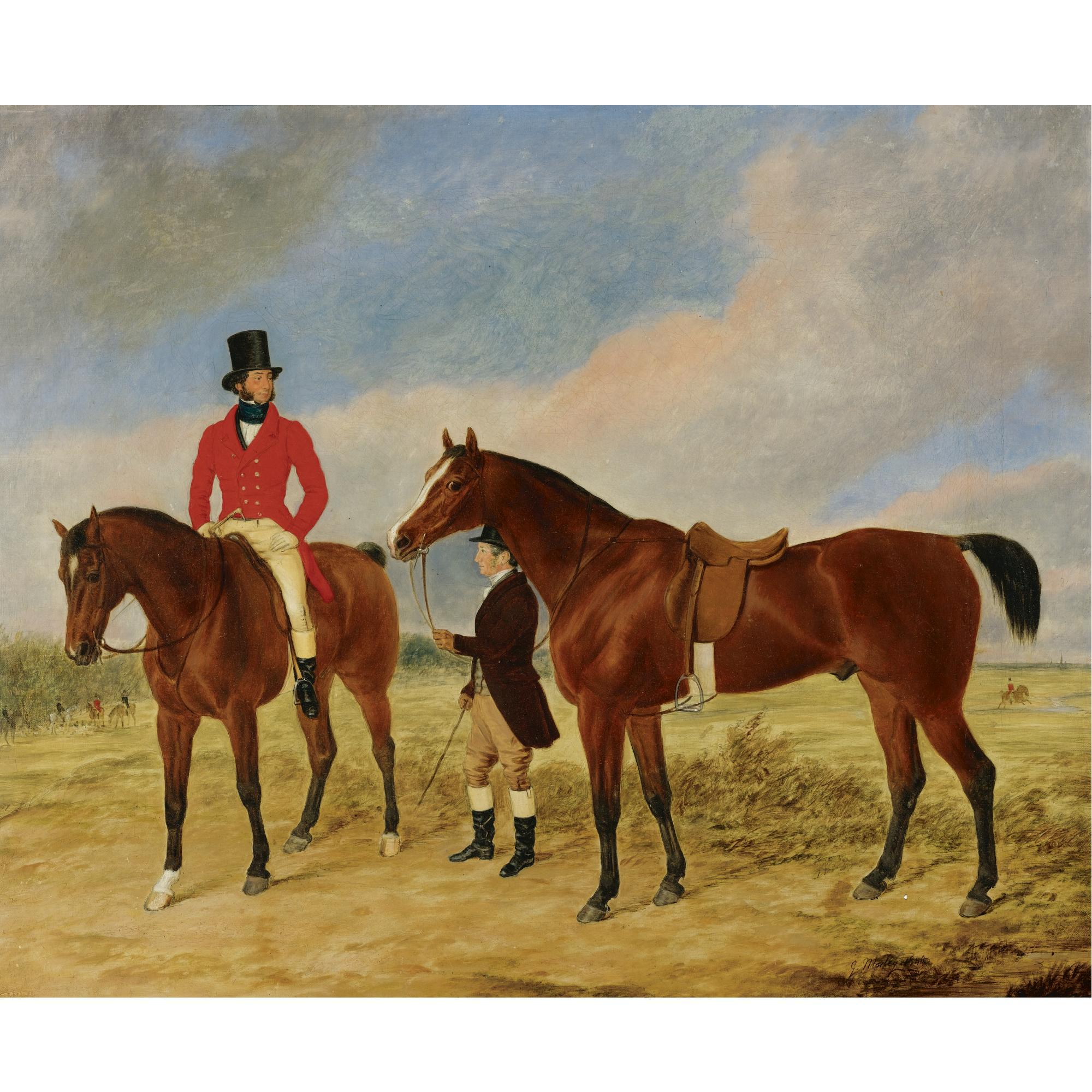 George Morley - British Gentleman With A Horse And Groom