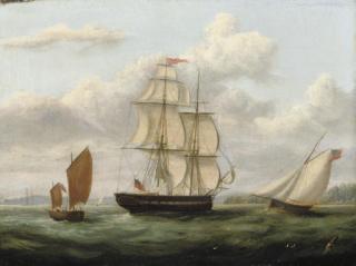 George Mounsey Wheatley Atkinson - A Royal Naval frigate and other shipping off Cork