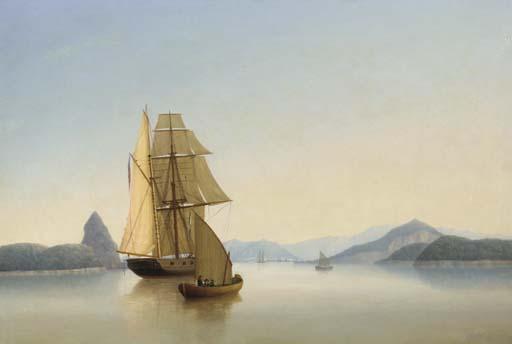 George Mounsey Wheatley Atkinson - An armed British brig becalmed in the approaches to Rio de Janeiro, Brazil