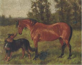 George Paice - A bay with a collie