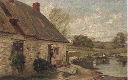 George Paice - A cottage by a pond