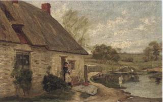 George Paice - A cottage by a pond