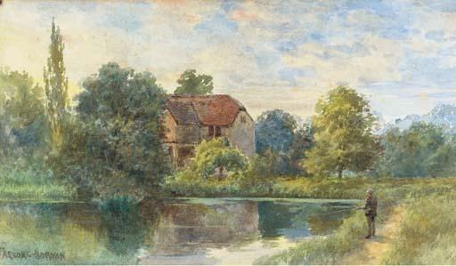 George Parsons Norman - Fly-Fishing Before A Watermill