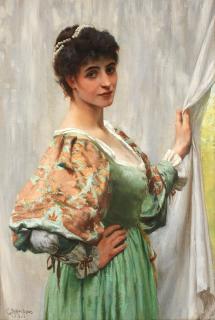 George Percy R. E. Jacomb-Hood - The lady behind the curtain