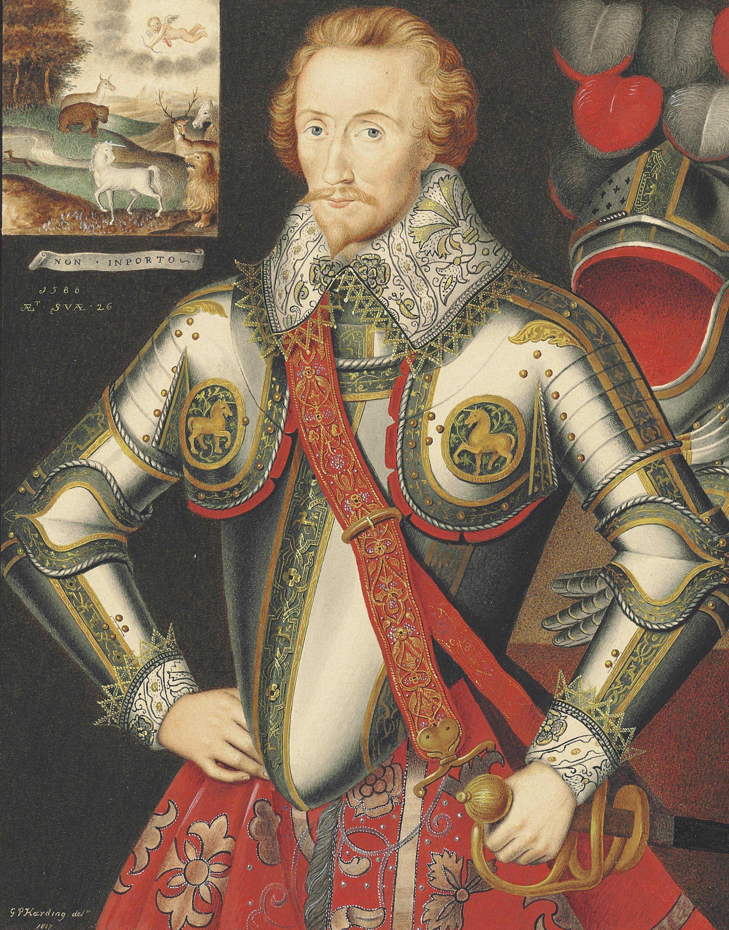 George Perfect Harding - Portrait of Henry, 5th Lord Windsor (1562-1605), three-quarter-length, in armour
