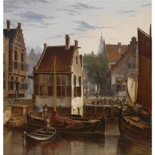 George Pieter Westenberg - The \'Goslerhuisje\' On The Antoniesluis Near The Jodenbreestraat, Amsterdam