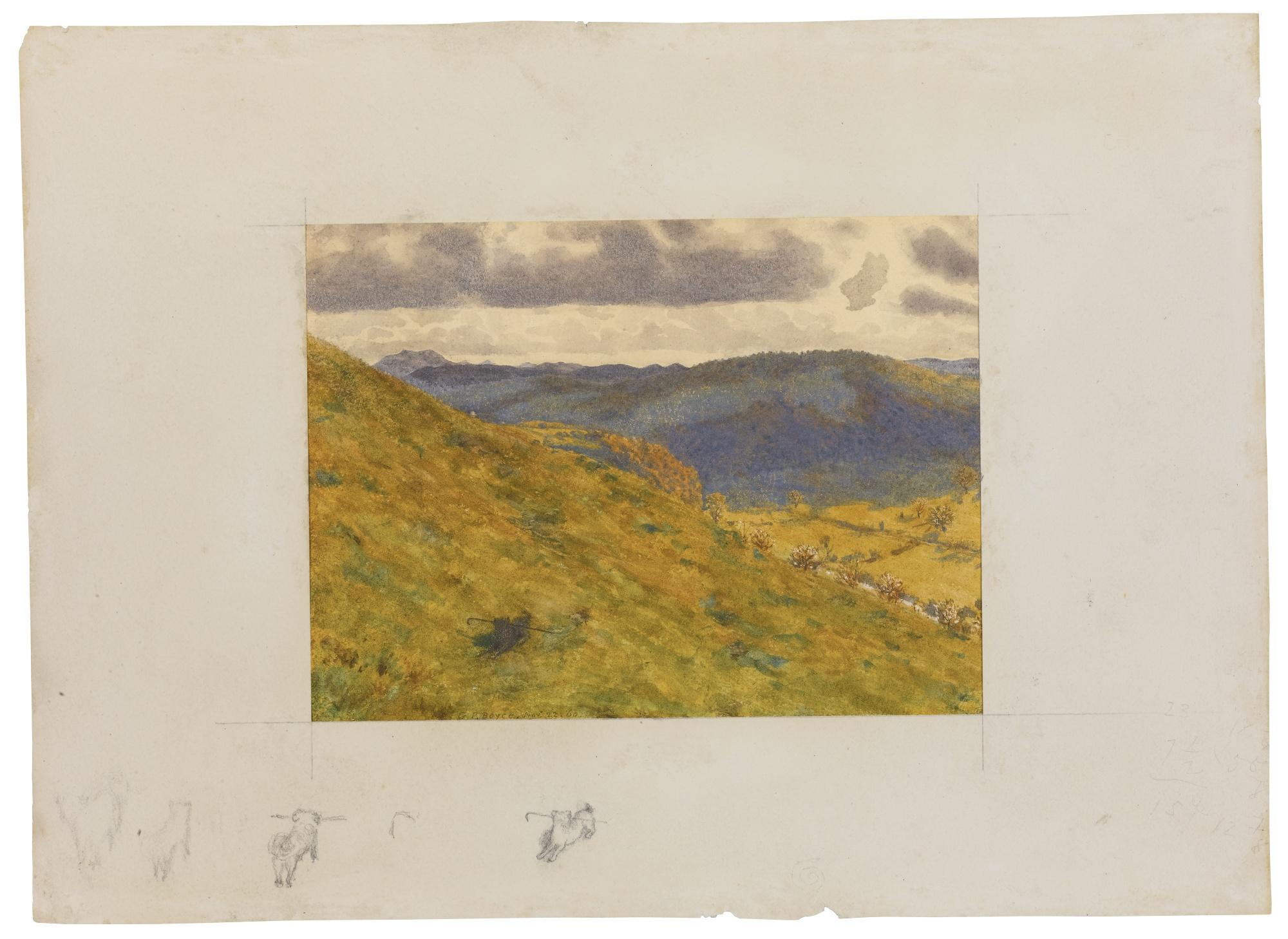 George Price Boyce - Valley Of The Teme And Malvern Hills From The Neighbourhood Of Worcester, Sunny November Morning