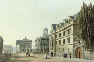 George Pyne, A.O.W.S. - View of the Clarendon building, Sheldonian Theatre and Exeter College, Broad Street, Oxford