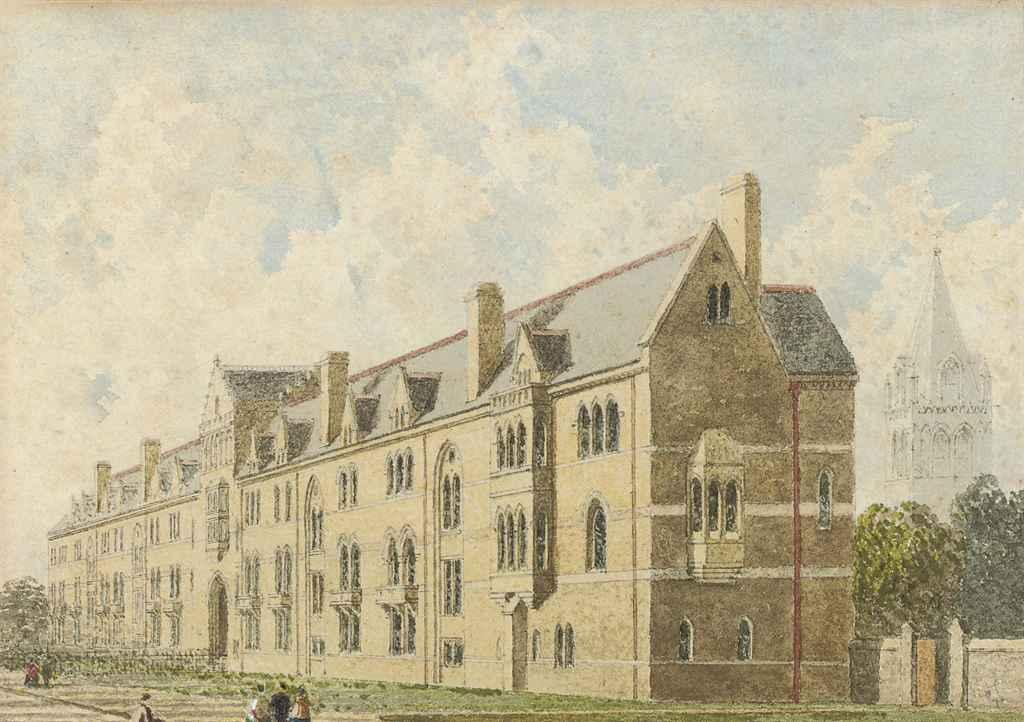 George Pyne, A.O.W.S. - Viwe of the south facade of Christ Church College, Oxford from Christ Church Meadows