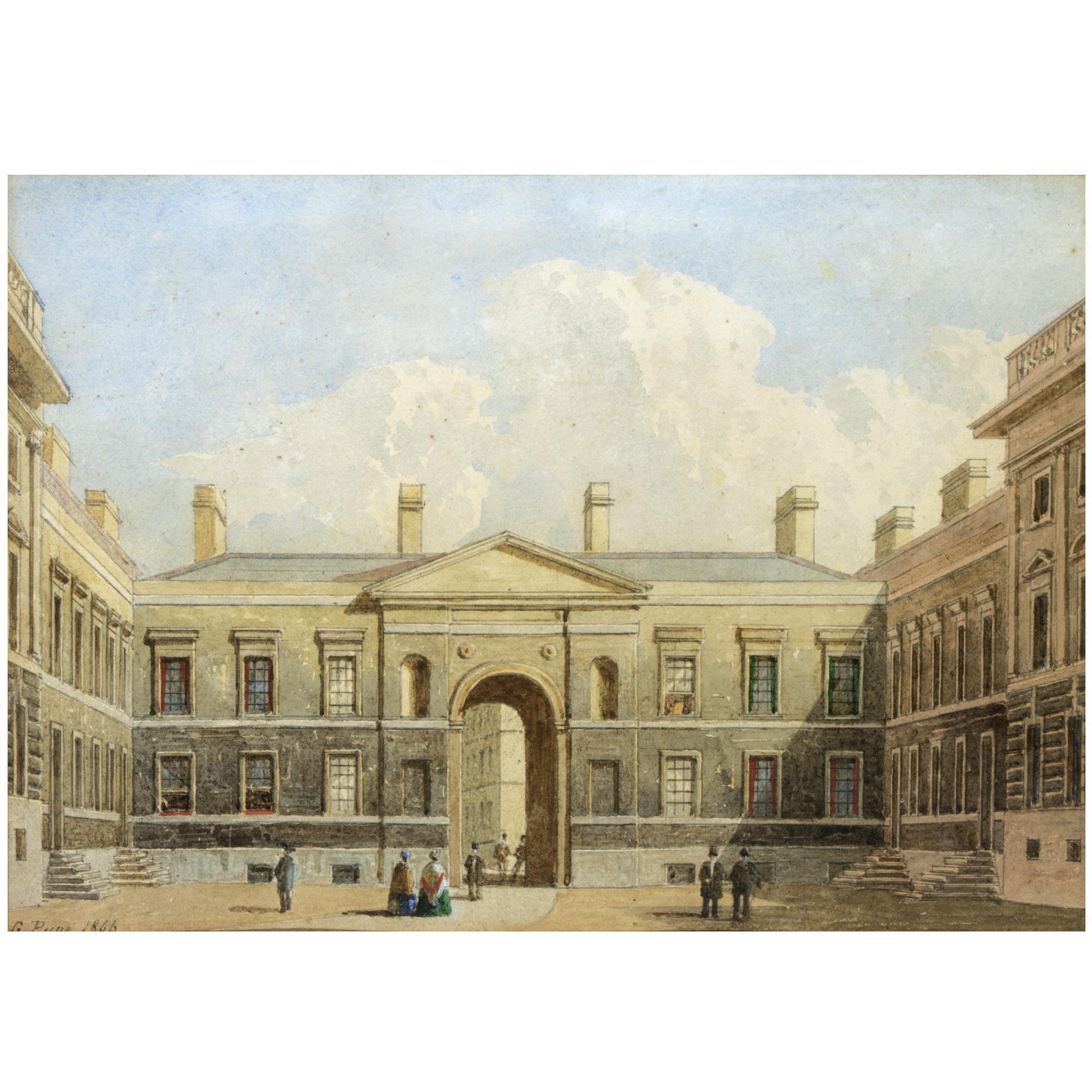 George Pyne, A.R.W.S. - Canterbury Quad, Christ Church, Oxford