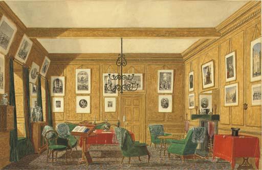 George Pyne - Interior of a drawing room; and Interior of a dining room, possibly at 8 Western Road, Oxford