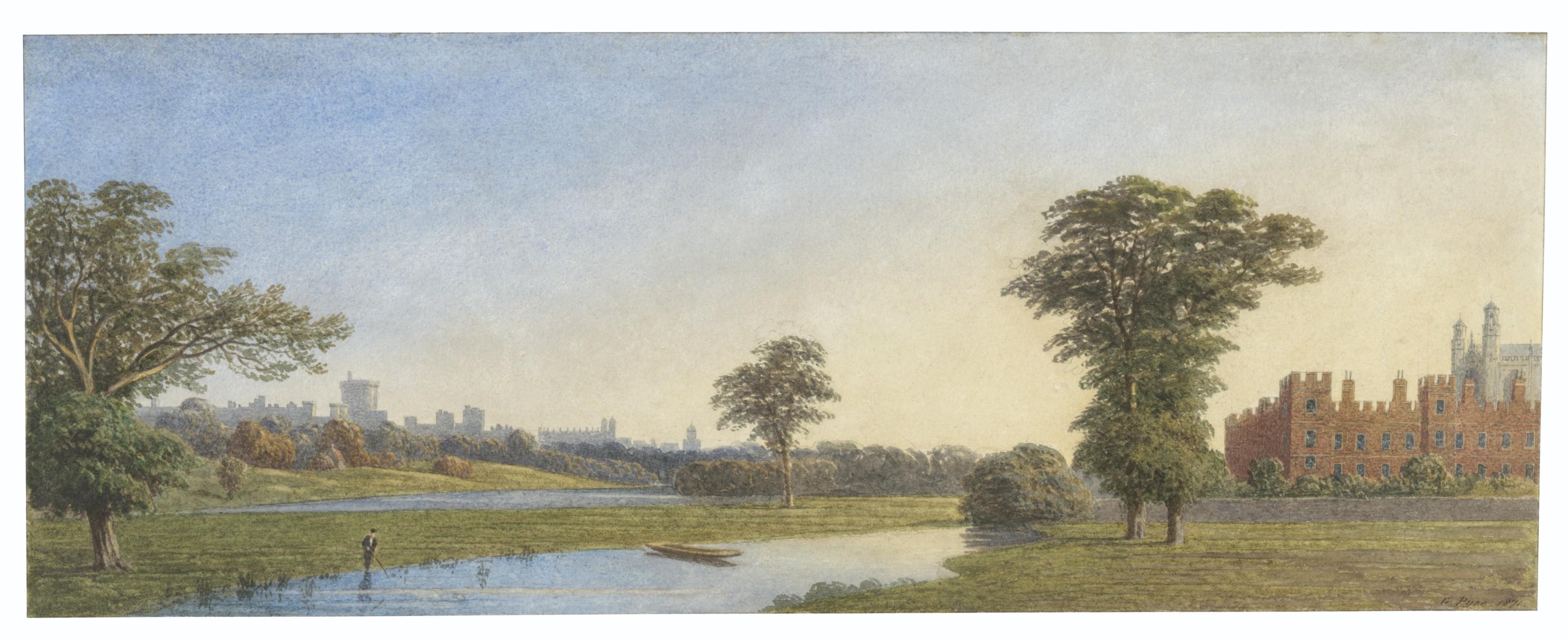 George Pyne - Windsor Castle and Eton College from Fellows’ Eyot, River Thames
