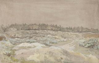 George Richmond, R.A. - Heathland with a wood beyond