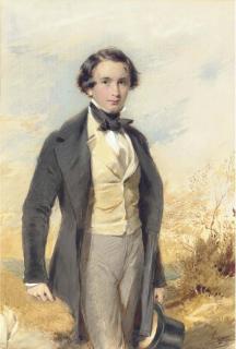 George Richmond, R.A. - Portrait Of Jack Donne, Three-Quarter Length, In A Black Coat And Yellow Waistcoat
