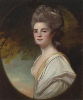 George Romney, R.A. - Portrait of Miss Williams, bust-length, in a painted oval
