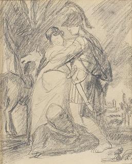 George Romney - A compositional sketch, possibly for The departure of Hector,