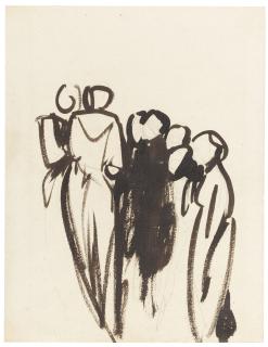 George Romney - A Group Of Standing Figures