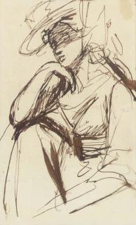 George Romney - A Lady With A Wide-Brimmed Hat