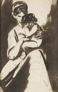 George Romney - A mother holding her child