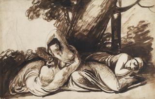 George Romney - Cimon and Iphigenia (recto); and Three Lapland Witches (verso)