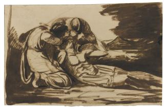 George Romney - Erminia And Vafrino Ministering To The Wounded Tancred