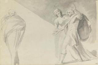 George Romney - Macbeth confronts Banquo\'s ghost