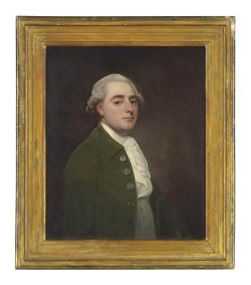 George Romney - Portrait of a gentleman, traditionally identified as Mr. Light of Kelvedon, half-length, in a green coat