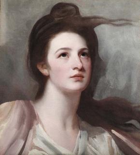George Romney - Portrait of a lady, possibly Emma Hart, later Lady Hamilton, bust-length
