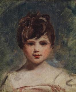 George Romney - Portrait Of A Young Girl, Bust-Length, In A White Dress
