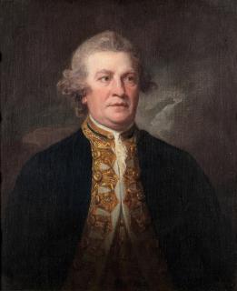 George Romney - Portrait of Augustus, Admiral Keppel, half-length, in naval uniform